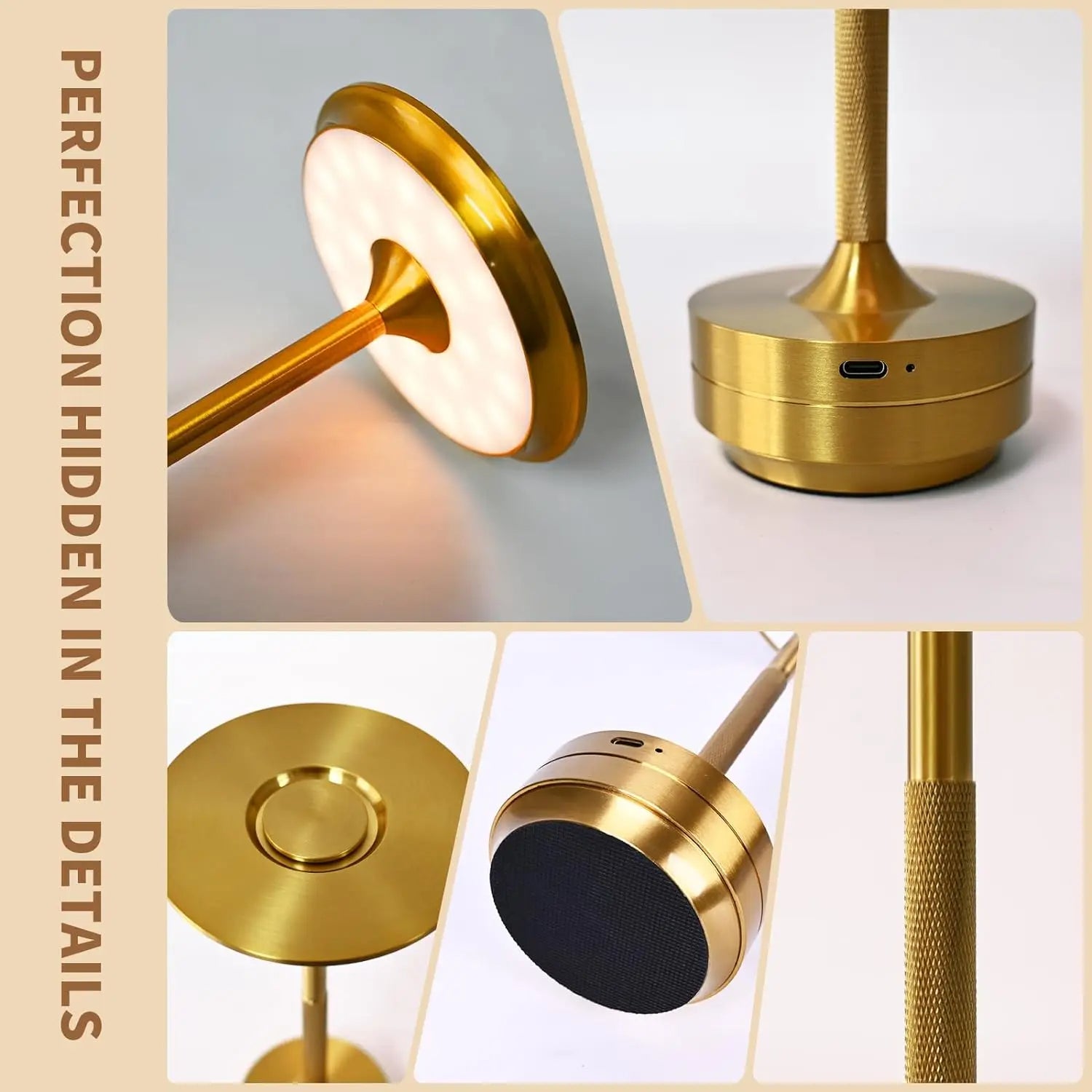 Cordless Modern Aura Table Lamp - Cordless Table Lamp with Touch Control & Modern Nordic Design
