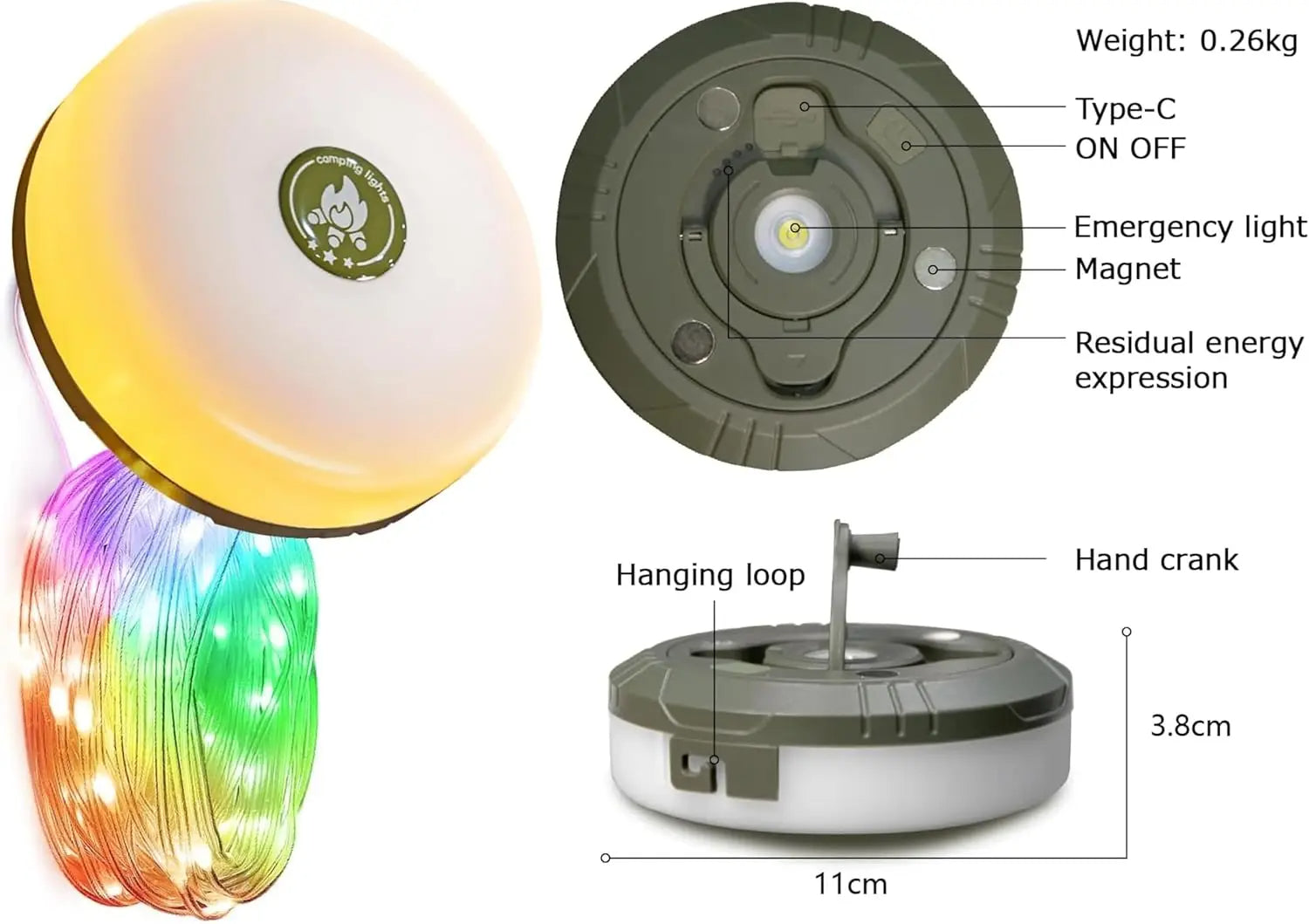 4 in 1 Camp Lights - String Lights with 8 Lighting modes