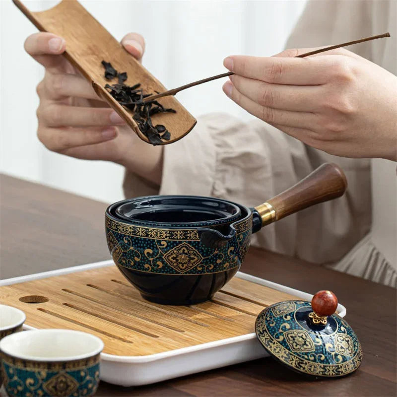 Ceramic Japanese Rotating Tea pot Premium set