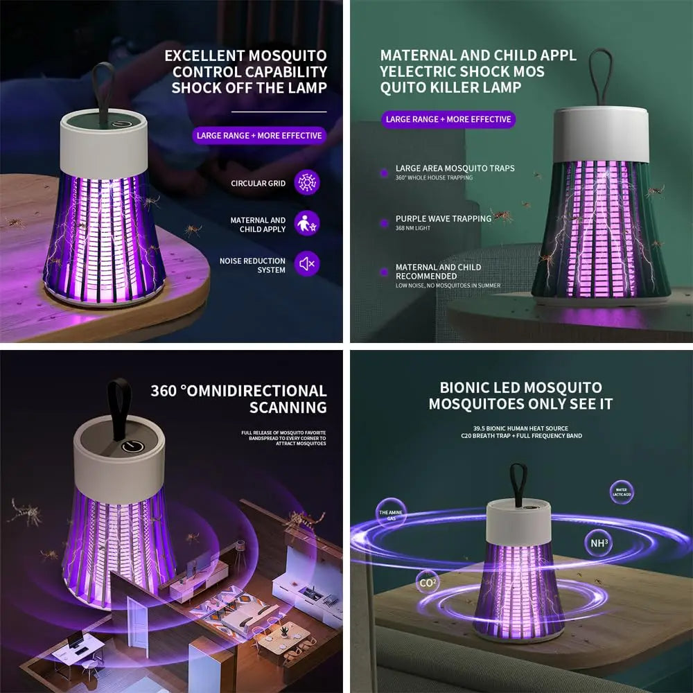 Rechargeable UV Mosquito Zapper - Portable Fly Repellent for Indoor & Outdoor Use