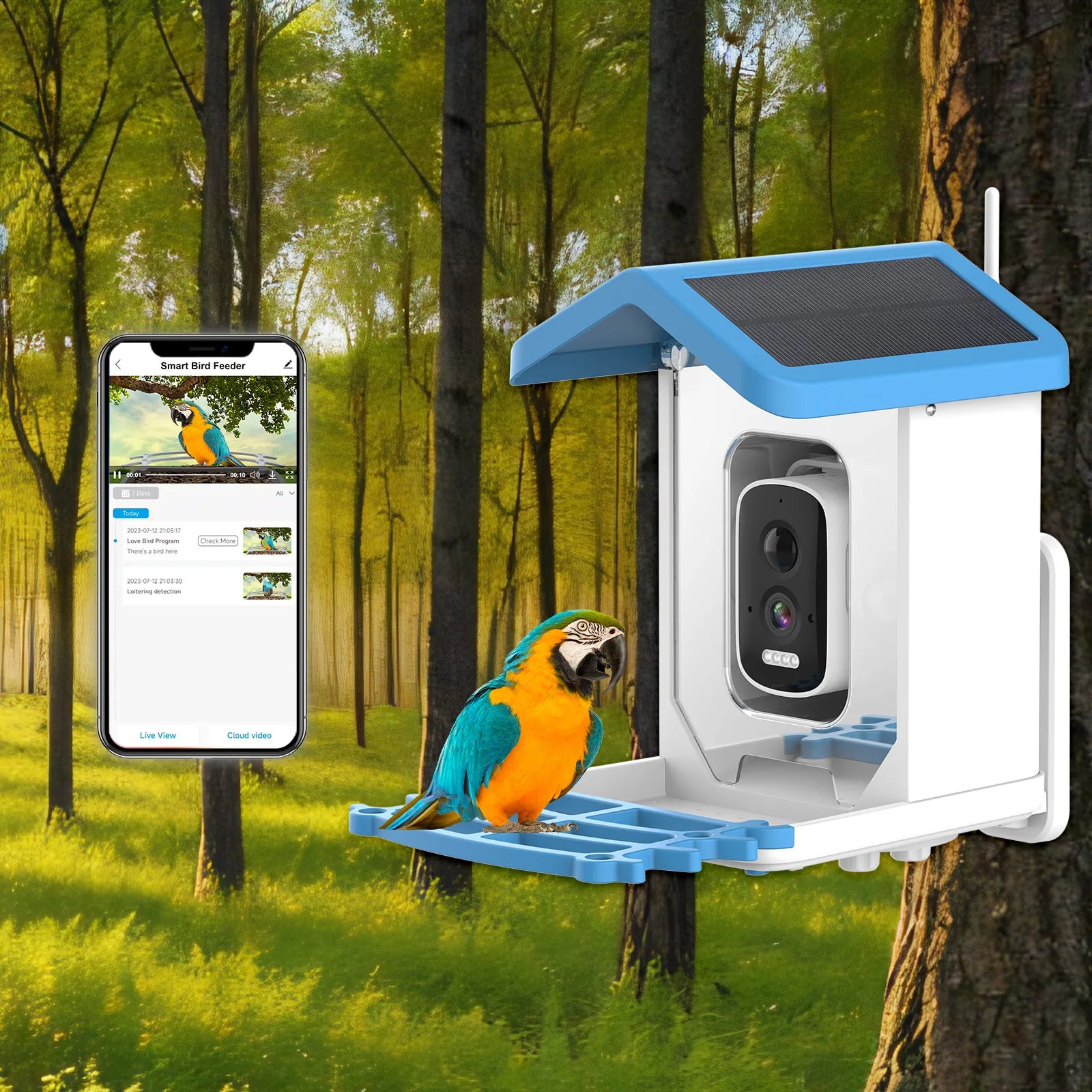 Smart Bird Feeder with Camera Solar Powered