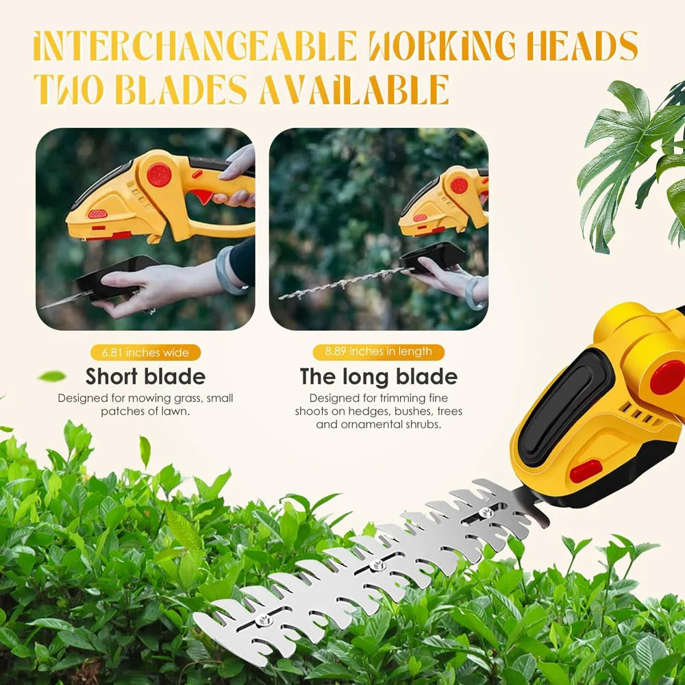 2 In 1 Cordless Electric Hedge Garden Trimmer