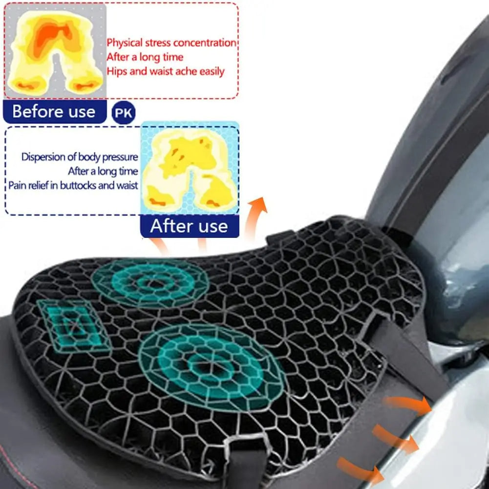 Moto 3D Honeycomb Shock Cushion - Advanced Shock Relief Seat Cushion
