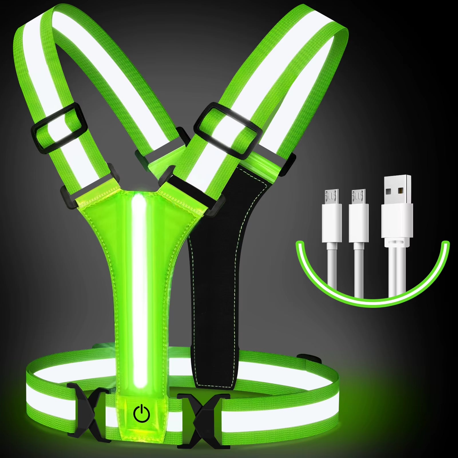 Reflective Running Vest Gear - Rechargeable & High Visibility for Cycling Walking