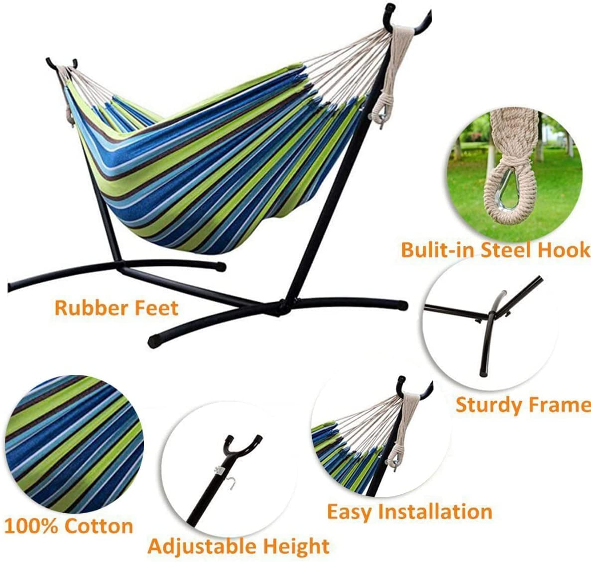 2-Person Hammock with Stand - Premium Canvas