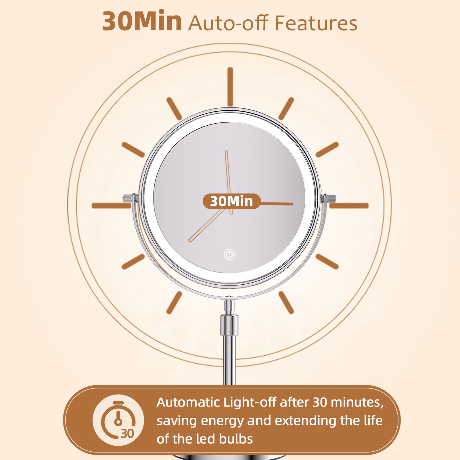 LED Makeup Mirror with Lights & 10X Zoom – Cordless & Adjustable