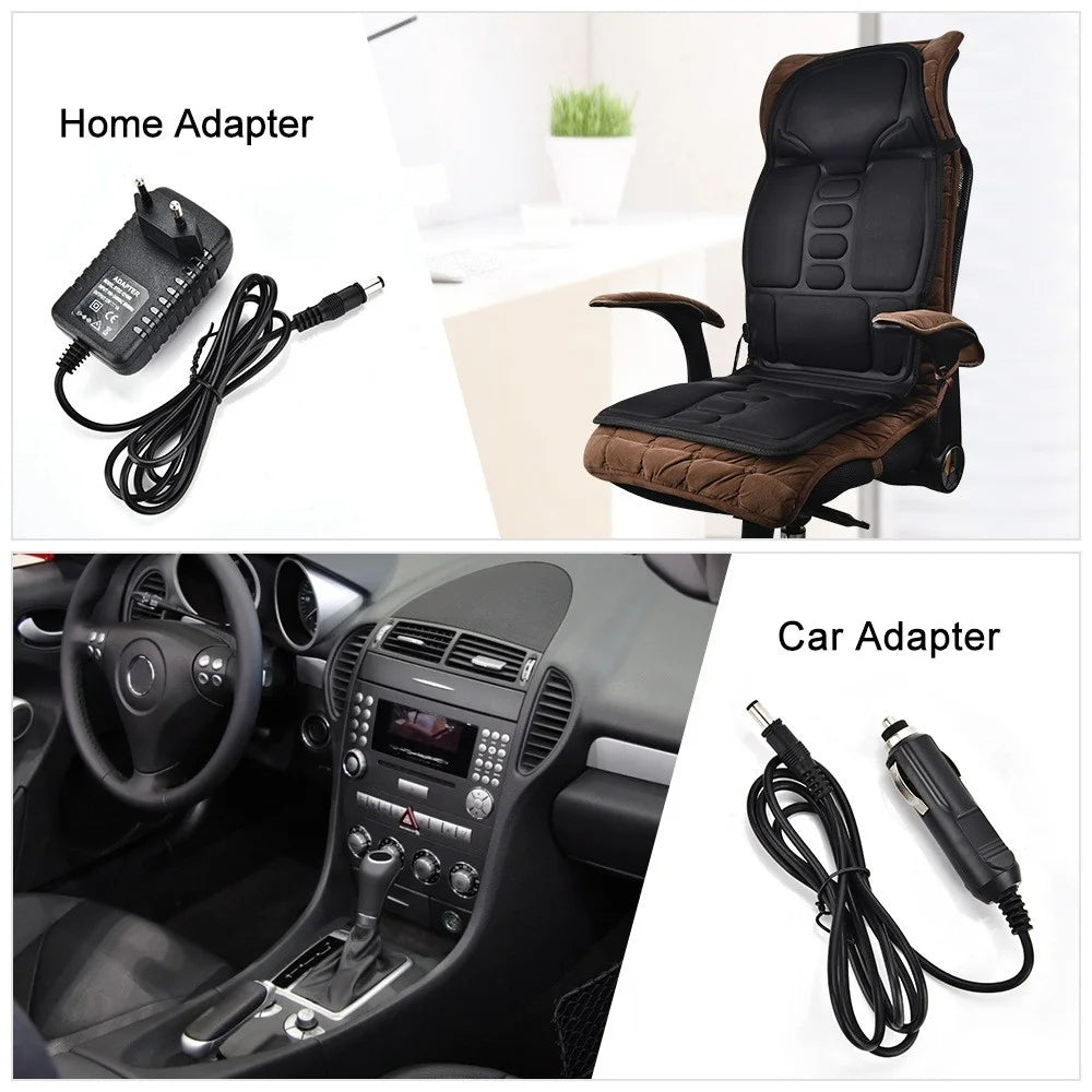 Portable Heated Vibrating Back Massager - Massage Chair Pad for Home Office Car Use