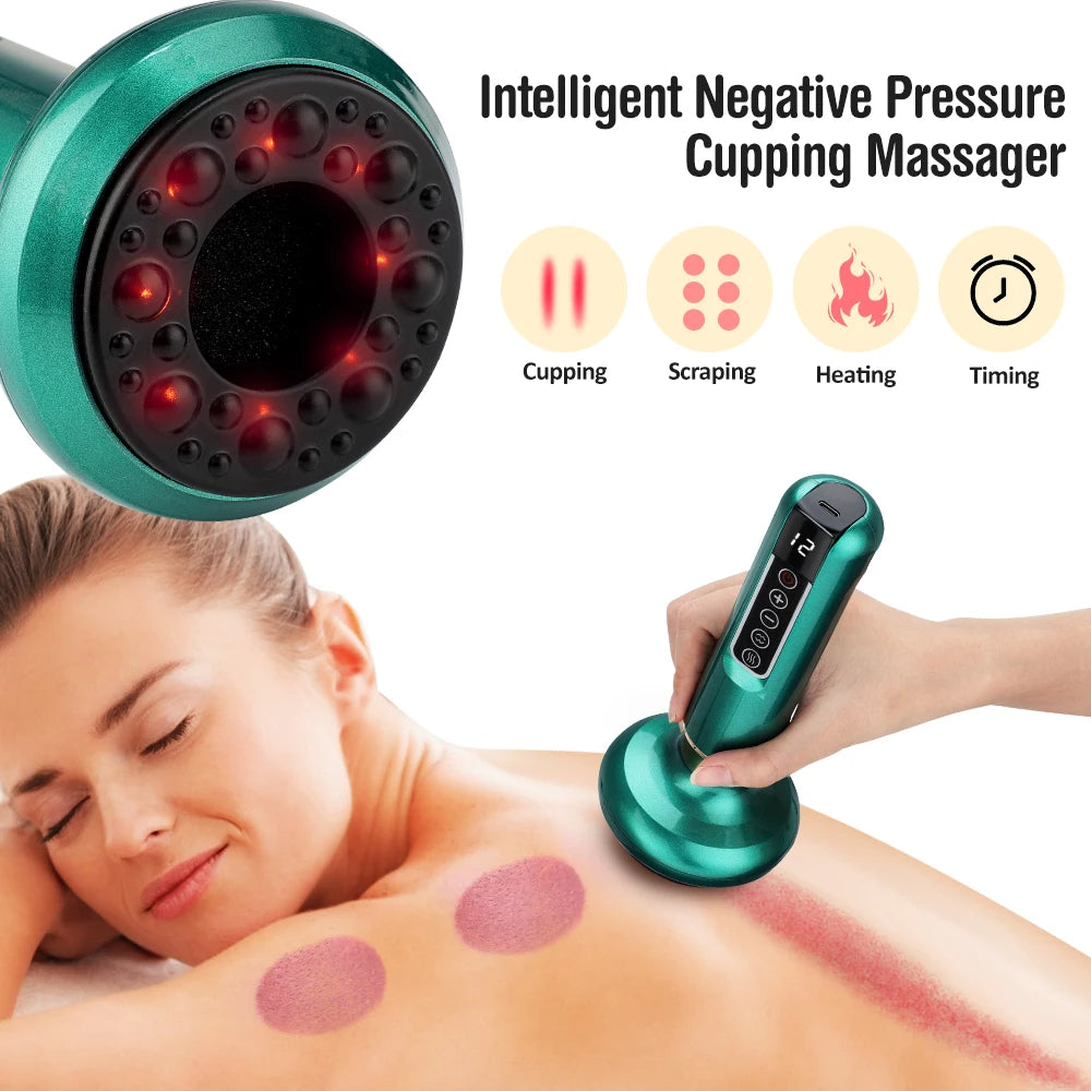 Electric Cupping Massager – Vacuum Suction Gua Sha with Infrared Heat for Anti-Cellulite & Body Slimming Therapy