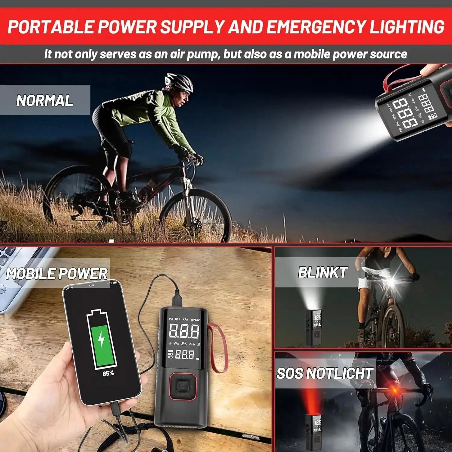 Wireless Portable Air Compressor for Car, Motorcycle, Bicycle & Ball