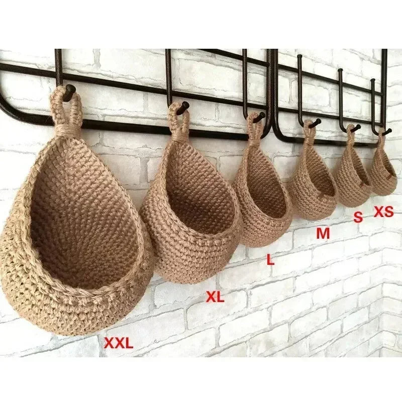 Jute Wall Storage Baskets | Handwoven Produce Organizers