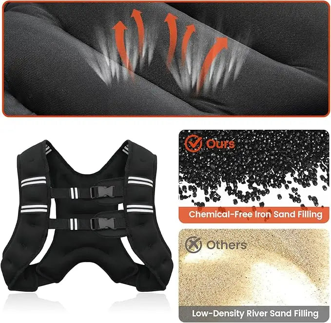 Adjustable Weighted Vest with Reflective Stripes