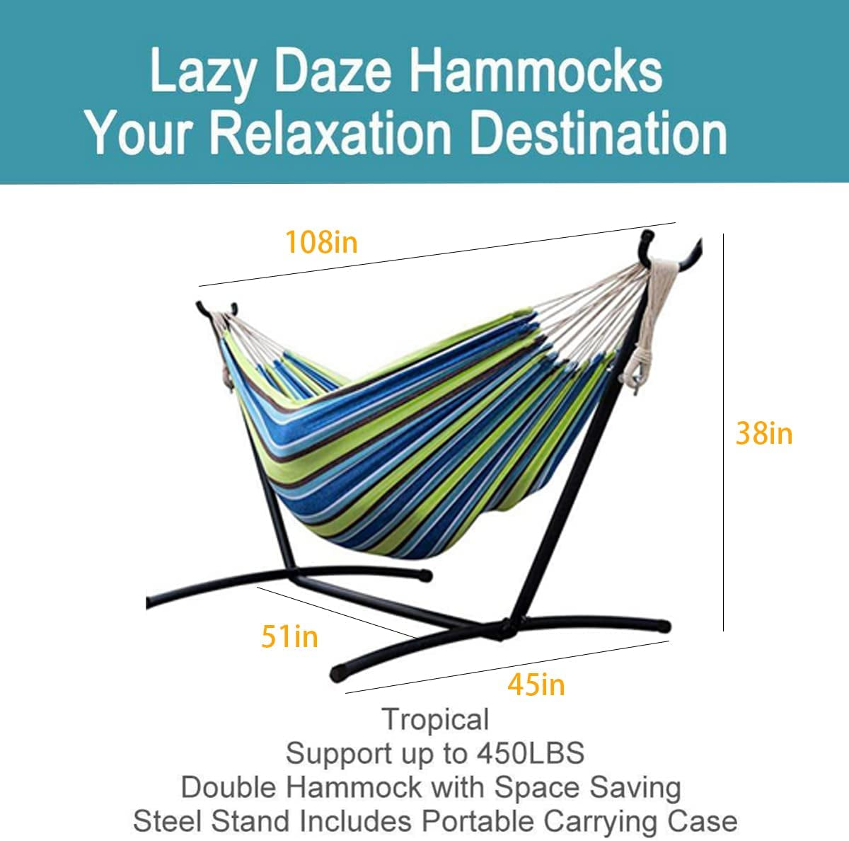 2-Person Hammock with Stand - Premium Canvas