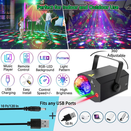 2-in-1 Laser Disco Light – Sound Activated Strobe with Remote Control