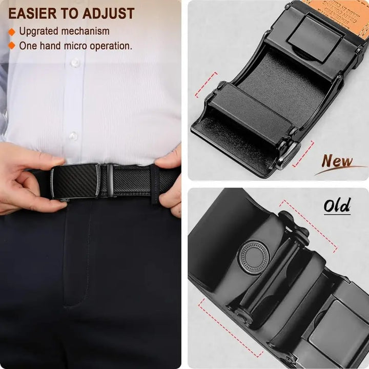 Eptchn Leather Ratchet Belt With Adjustable Buckle CrackSlick