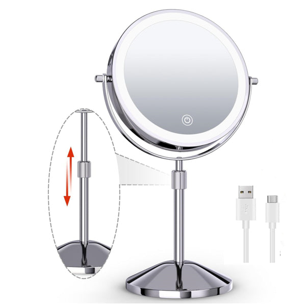 LED Makeup Mirror with Lights & 10X Zoom – Cordless & Adjustable