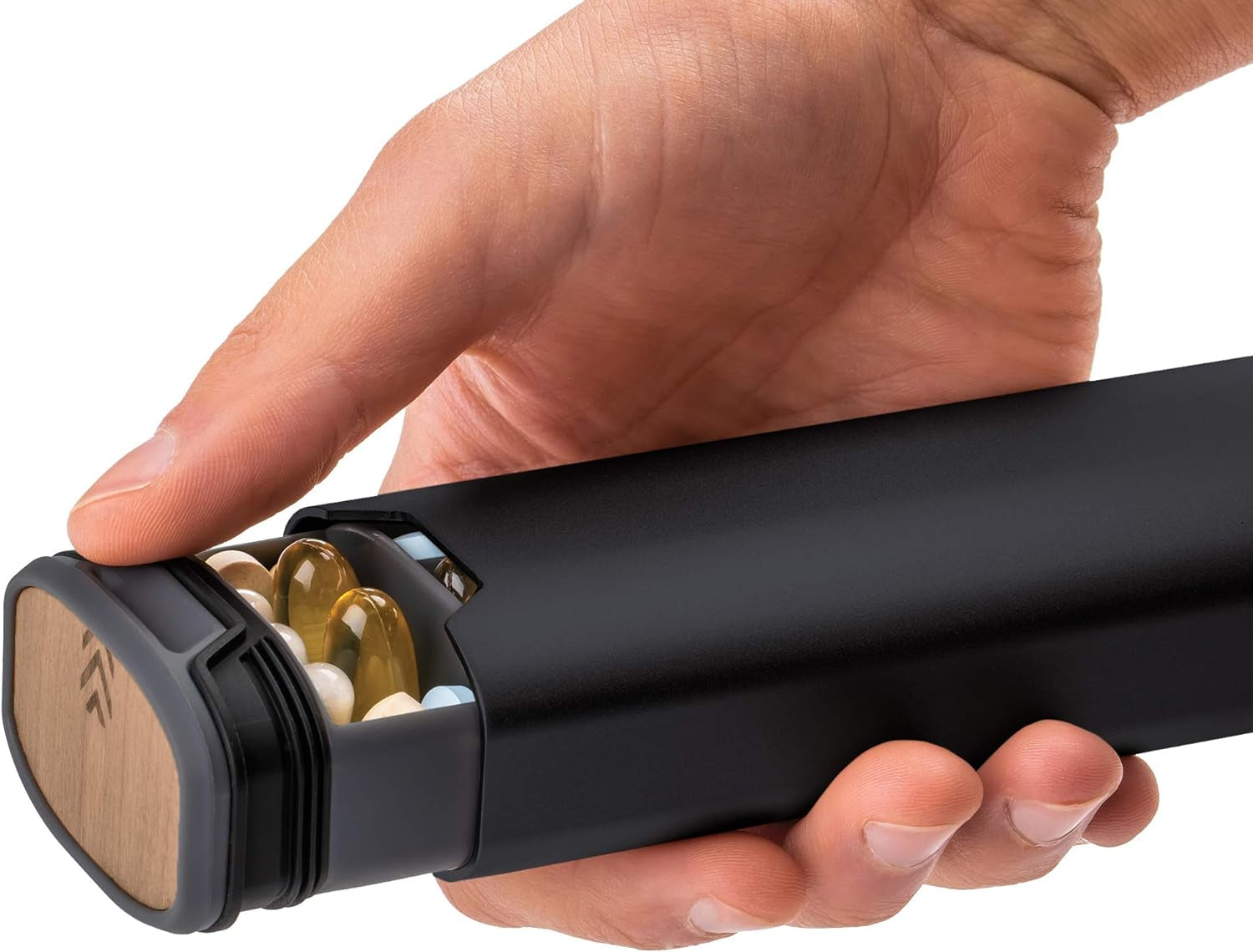 7-Day Pill Box - Stylish Aluminium & Wood Pill Organiser for Vitamins & Medication