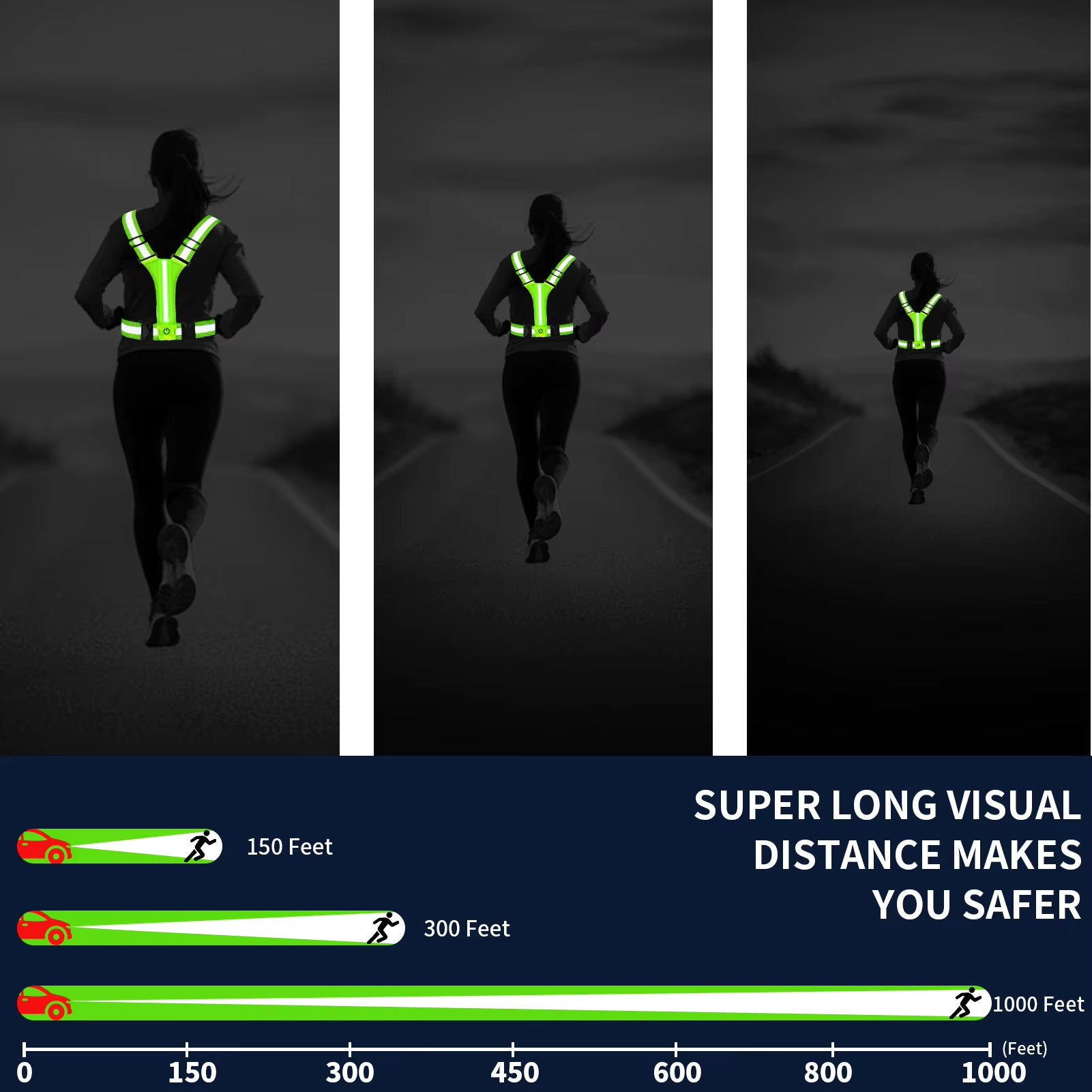 Reflective Running Vest Gear - Rechargeable & High Visibility for Cycling Walking
