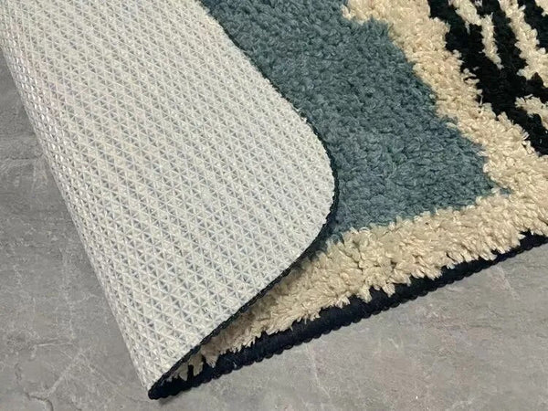 NordicFlow – Luxe Handmade Bath Mat with Abstract Design for Stylish Bathrooms