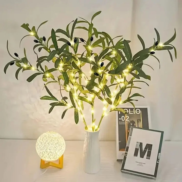 Artificial Olive Branch LED Light Faux Plant