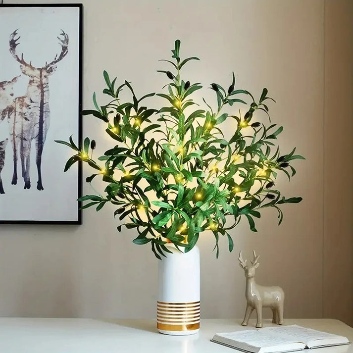 Artificial Olive Branch LED Light Faux Plant