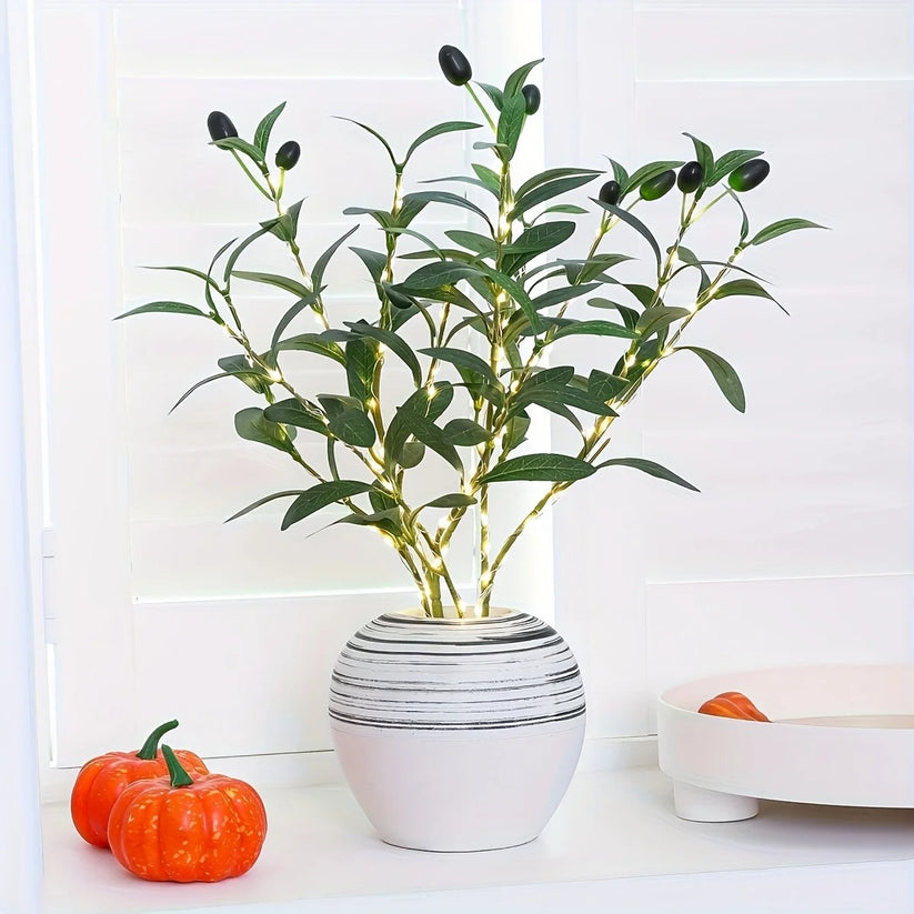 Artificial Olive Branch LED Light Faux Plant