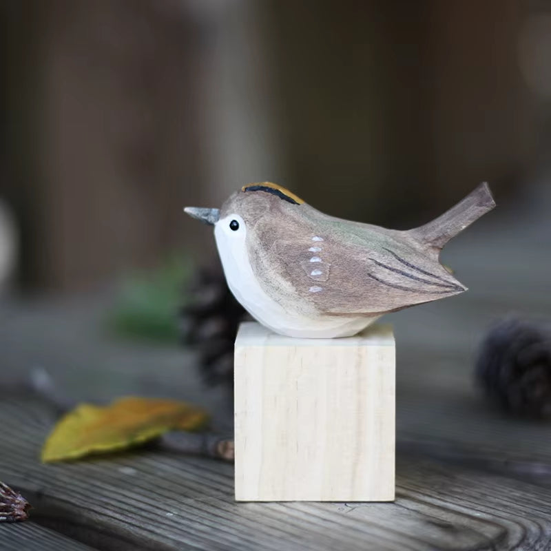 Scandinavian Bird Ornament | Hand-Carved Wooden Robin Design
