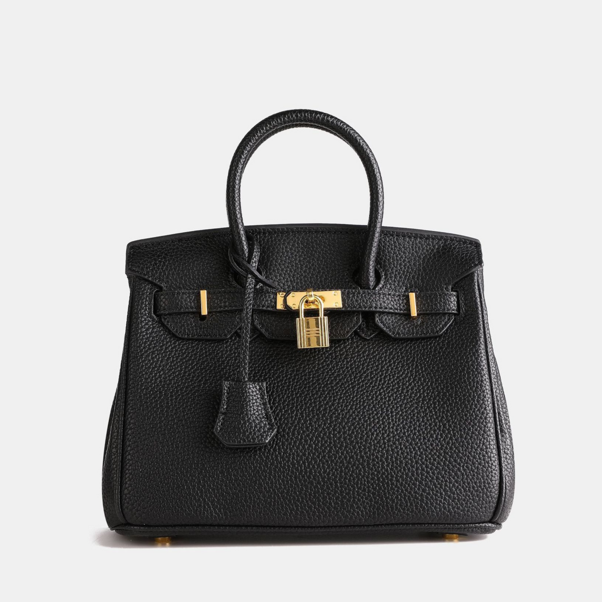 Women’s Structured Handbag – Elegant Classic Tote with Gold Lock