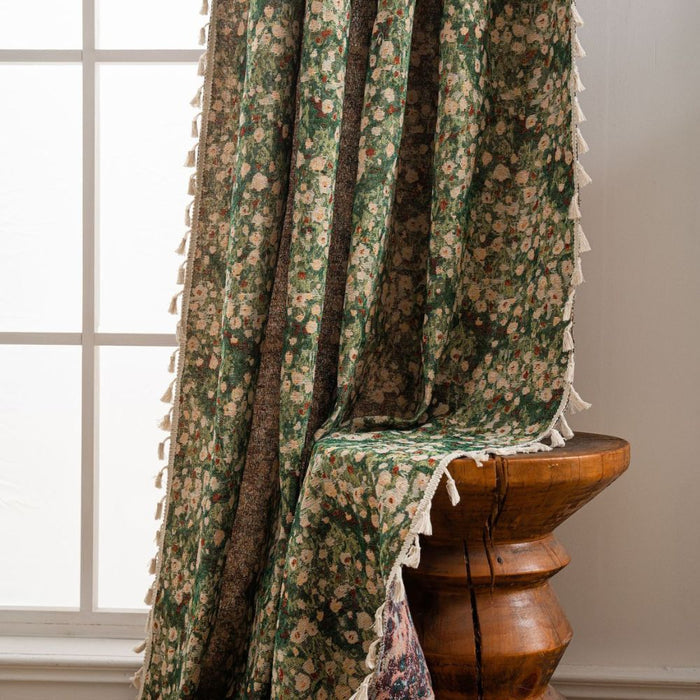 French Vintage Floral Tapestry Curtain