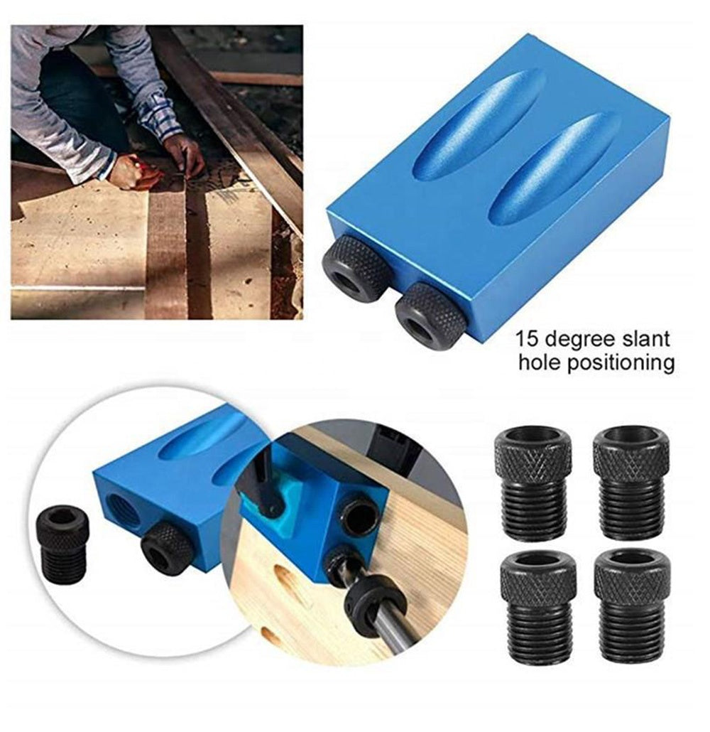 Woodworking Angle Drill Guide Tool Puncher Positioner - Increase Your Woodworking Efficiency with 15-Degree Pocket Hole Jig