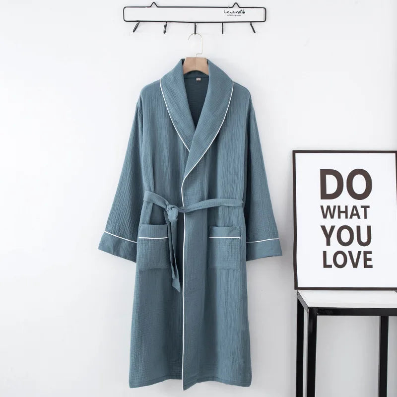 SoraLinen Summer Cotton Bathrobe – Light Japanese-Inspired Robe for Calm Living