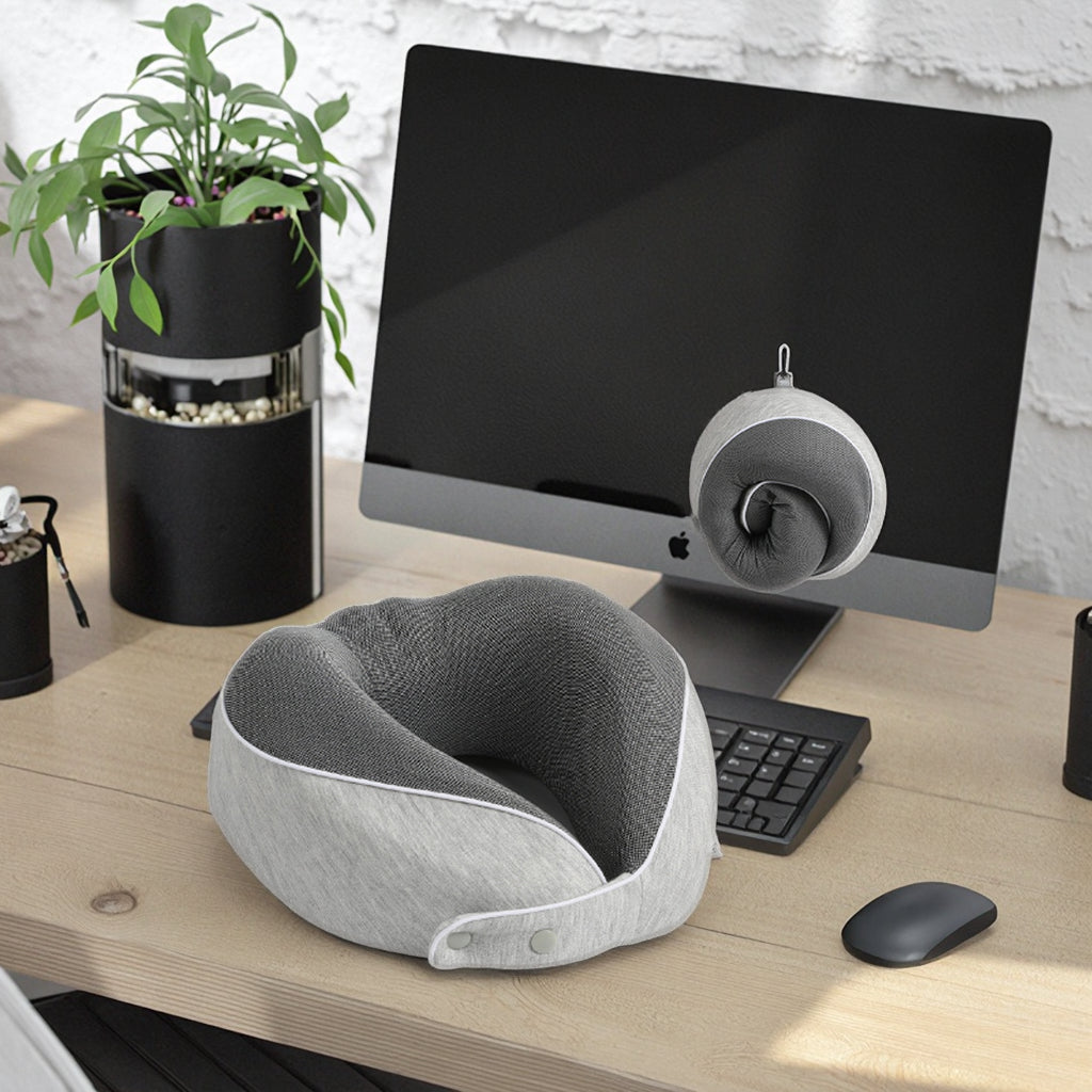AeroSleep – Ergonomic Memory Foam Travel Pillow with 360° Neck Support