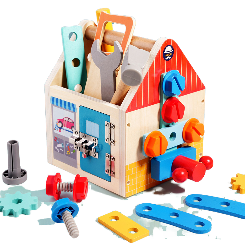 Childrens Wooden Toolbox Set Toy, Develop Real-Life Building Skills & Creative Thinking, Safe for Aged 2+