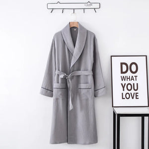 SoraLinen Summer Cotton Bathrobe – Light Japanese-Inspired Robe for Calm Living