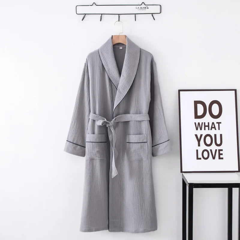 SoraLinen Summer Cotton Bathrobe – Light Japanese-Inspired Robe for Calm Living