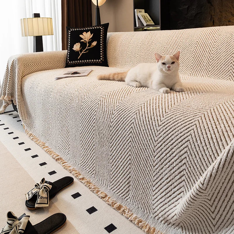 Stripe Herringbone Sofa Cover