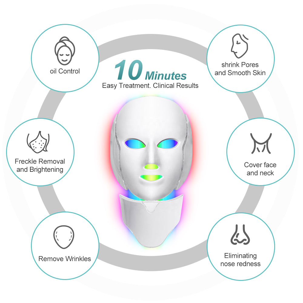 7 Colors Red Light Therapy Mask - Face & Neck Treatment