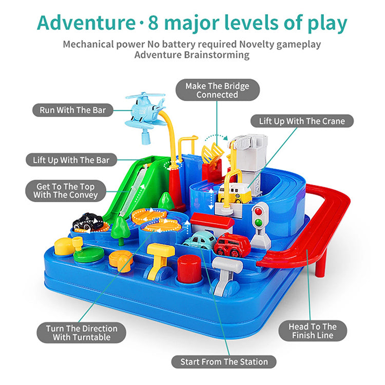 Race Track STEM Learning Toy for Kids Ages 3+ with 4 Mini Cars and 9 Fun Puzzle Levels