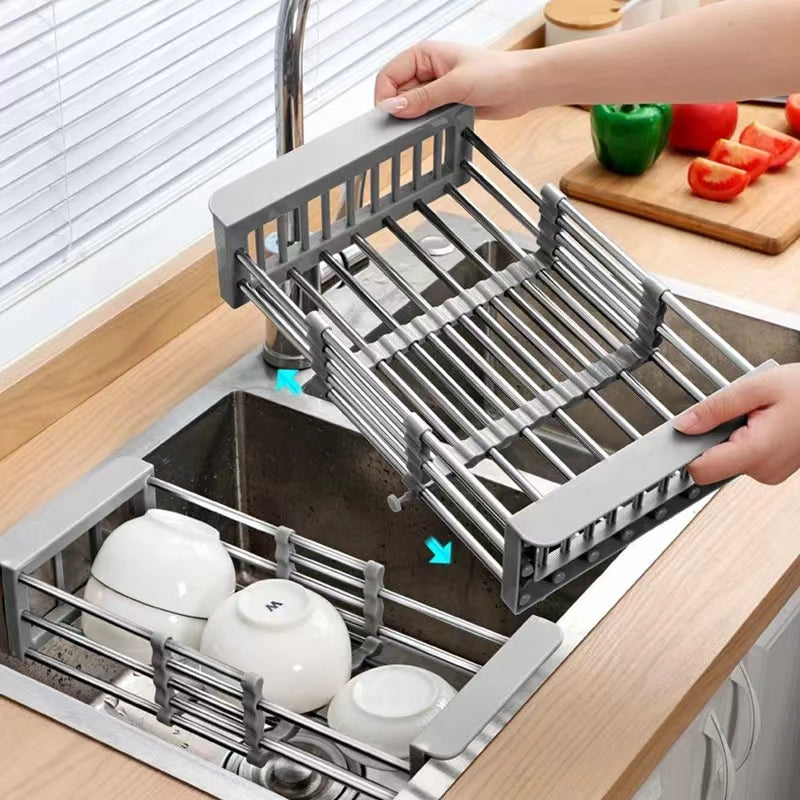 Retractable Over-the-Sink Dish Drying Rack