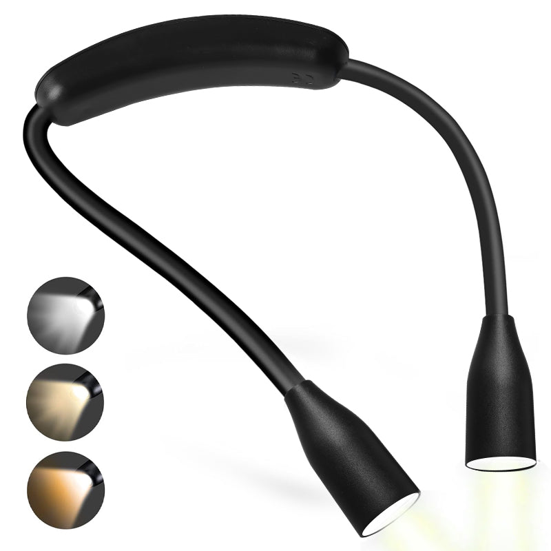 USB Rechargeable LED Neck Lamp with 3 Light Colors and Dimmable Brightness – Flexible, Lightweight Design for Reading and Outdoor Tasks