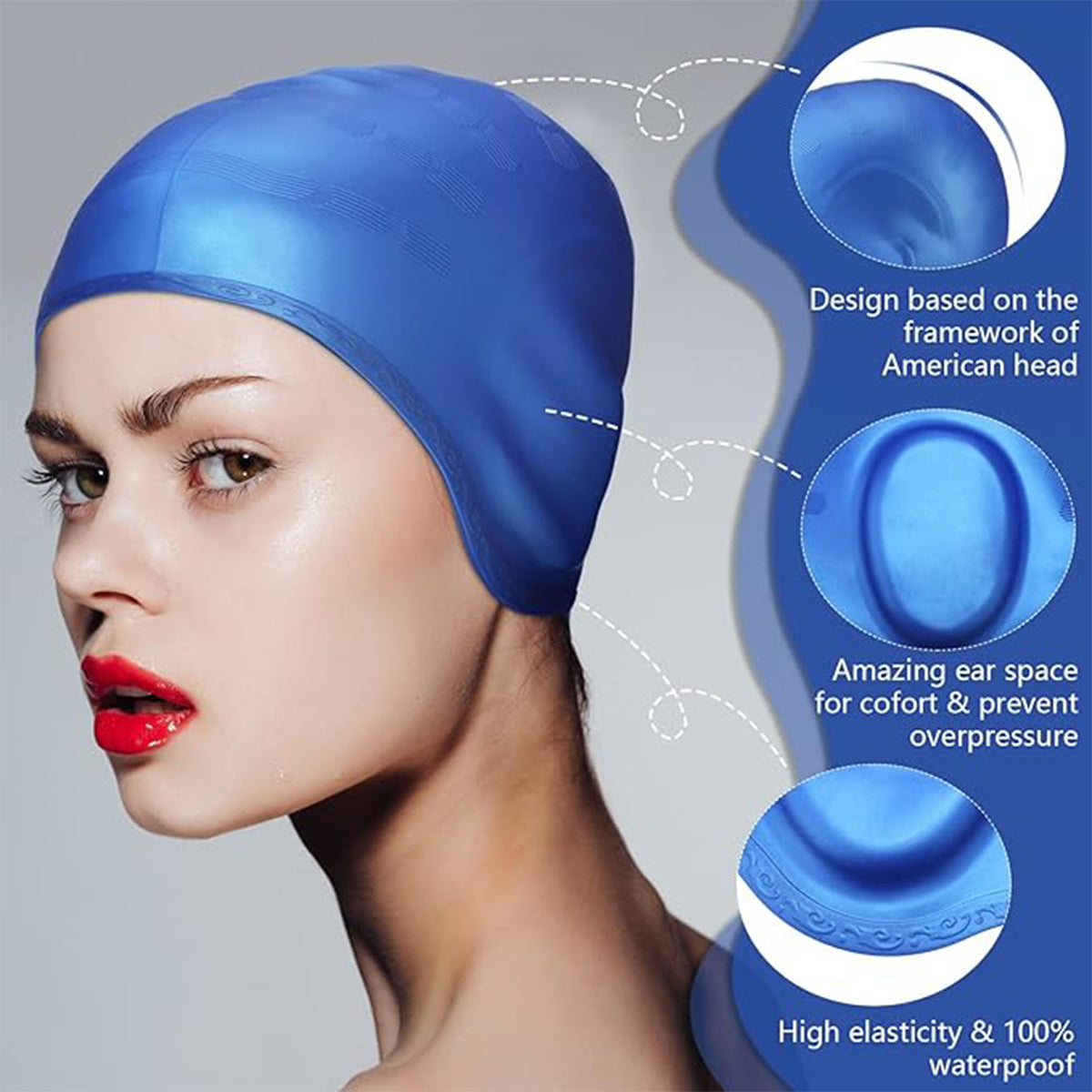 HydroFit – Silicone Swim Cap with Ear Protection