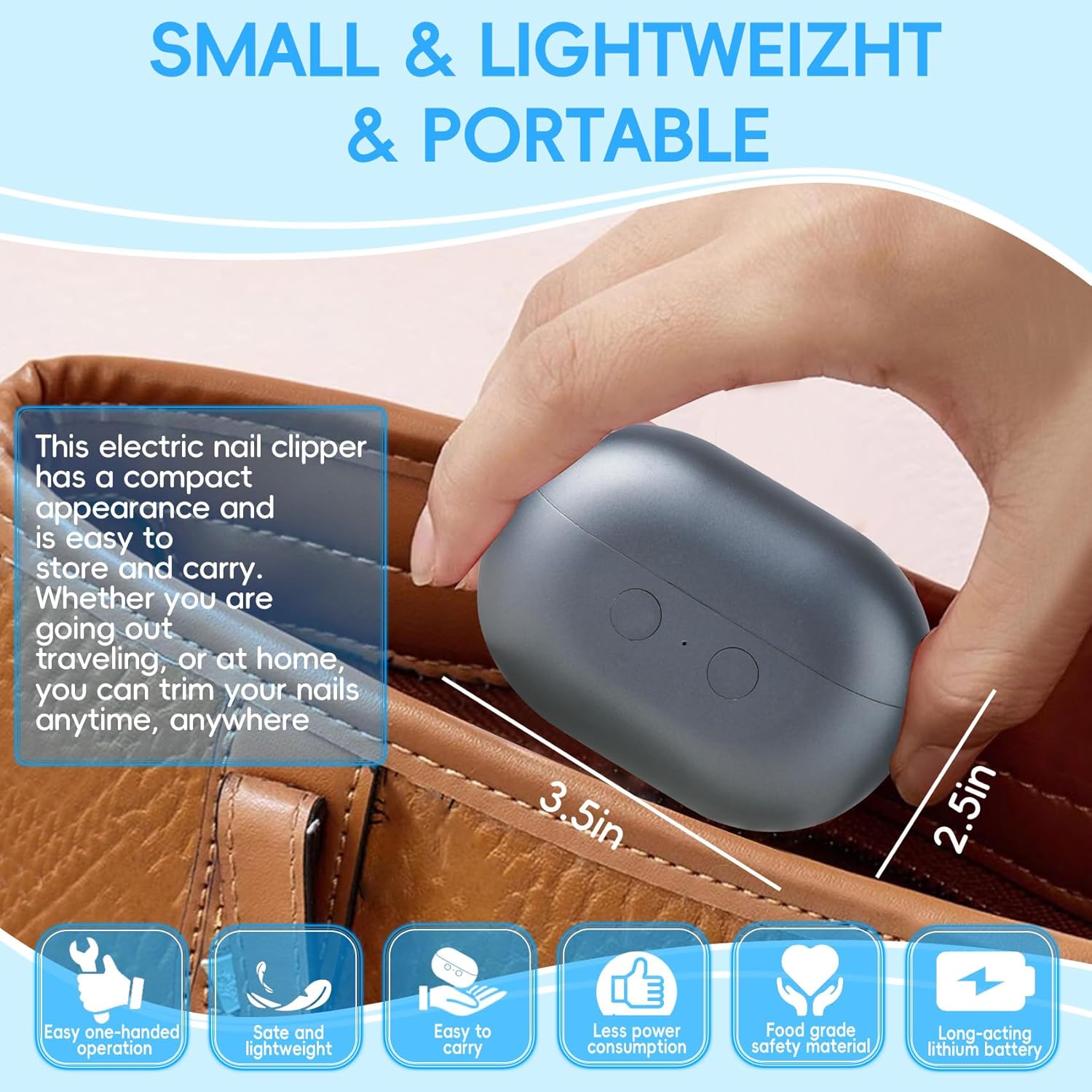 Nail Clipper Electric Smart Toenail Trimmer LED Light