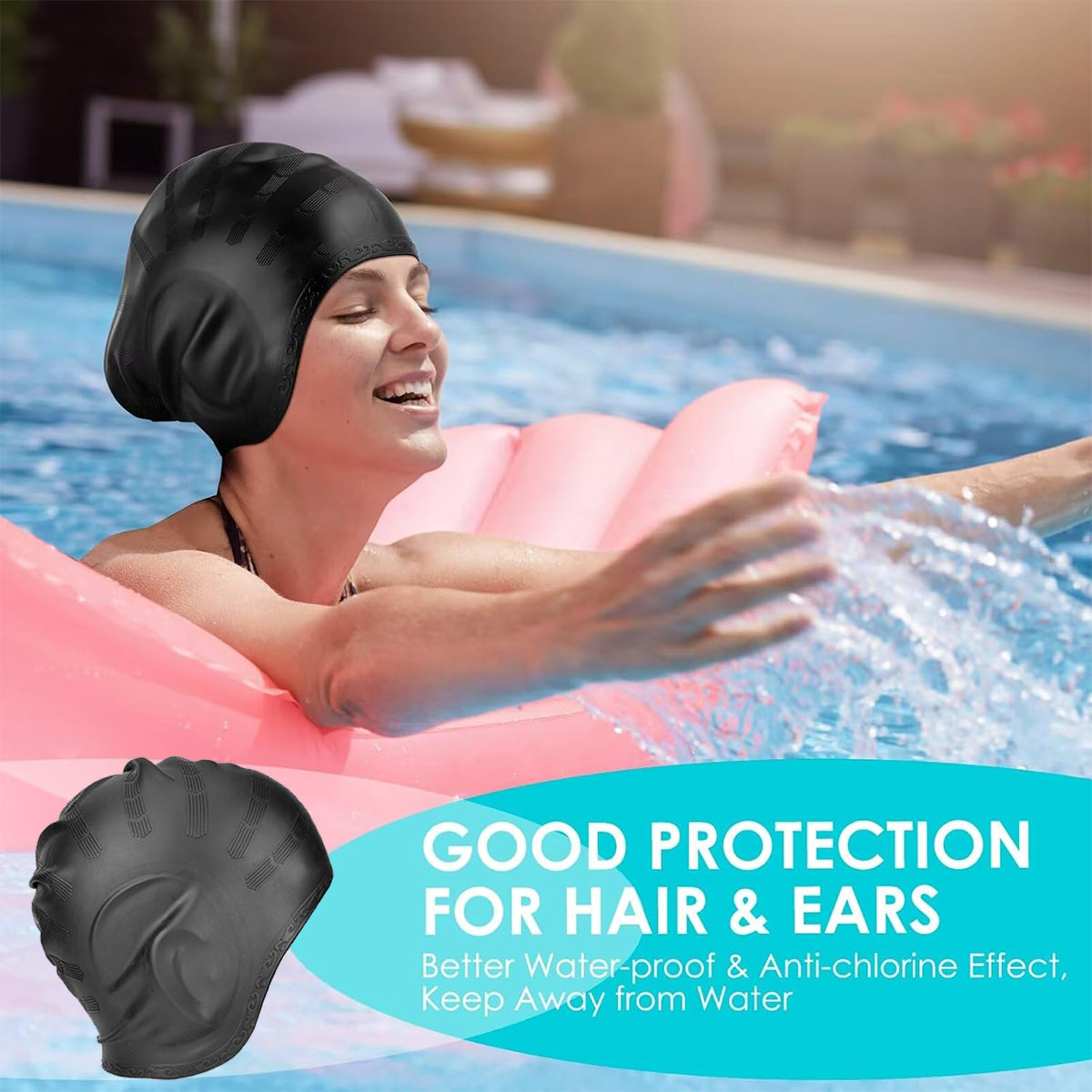 HydroFit – Silicone Swim Cap with Ear Protection