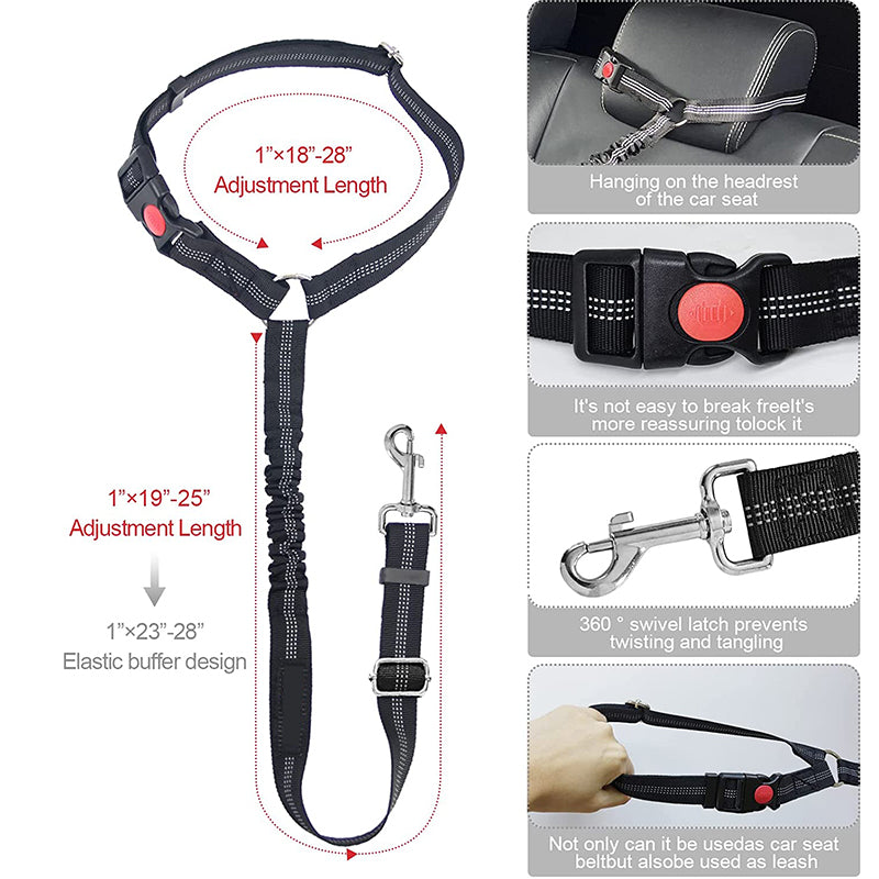 Dog Seat Belt | Adjustable Car Harness with 360° Rotation