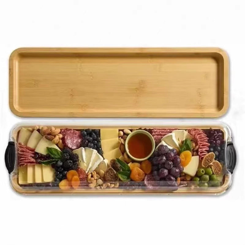 Charcuterie Board Bamboo Serving Tray Locking Lid