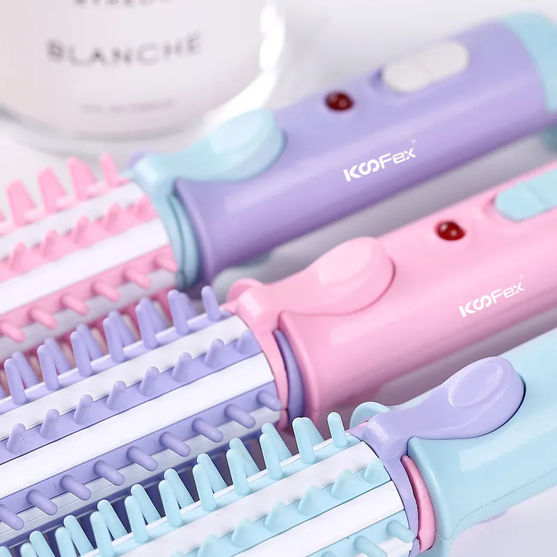 Mini Curling Iron Brush, Mini Hair Straightener Brush, Tourmaline Ceramic Travel Size Hair Curler