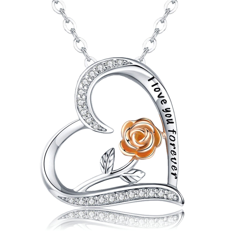 Heart Necklace Rose Flower Gift Box for Girlfriend