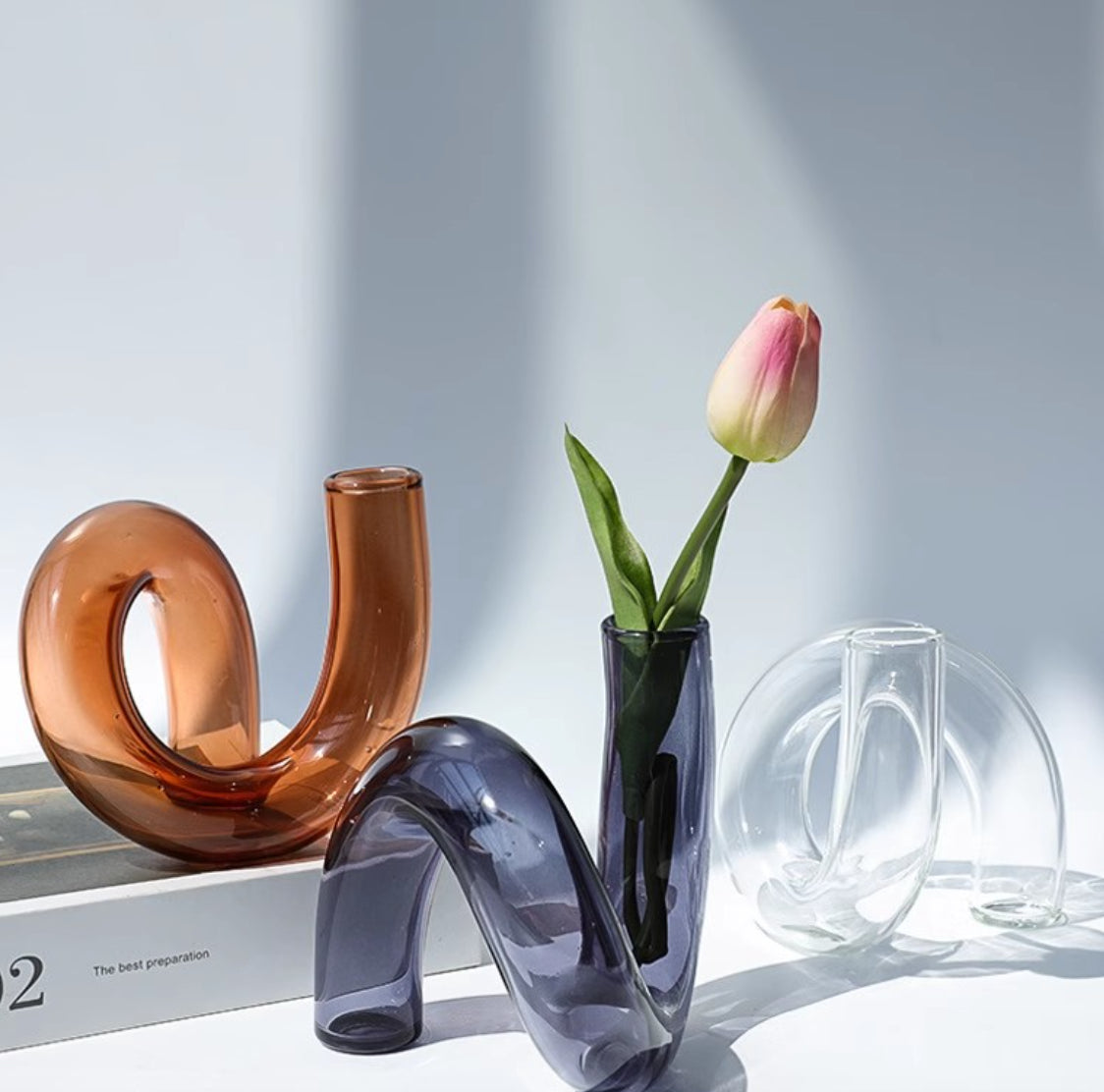 Curved Glass Vase | Modern Wave Design