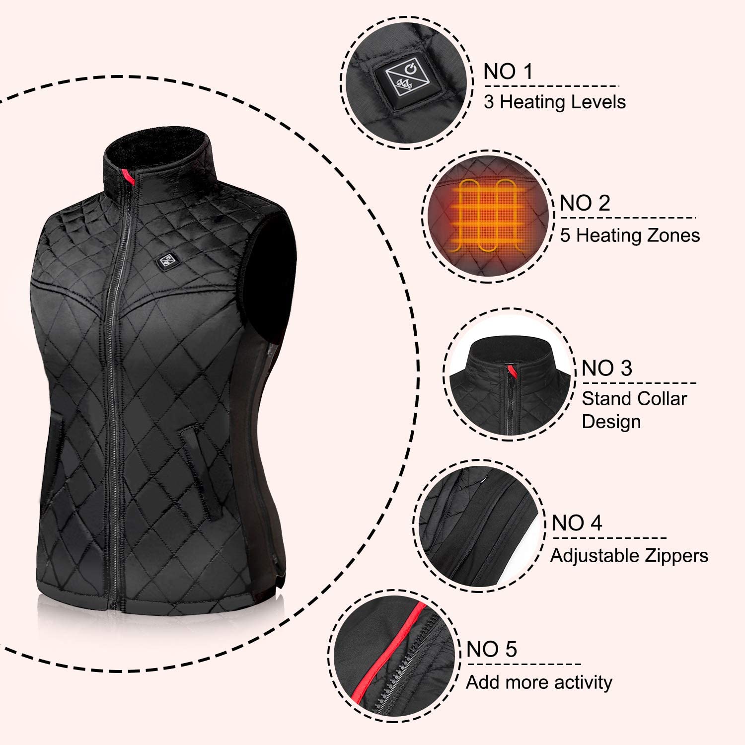 Women's Heated Gilet Electric Heated Vest for Outdoor Use