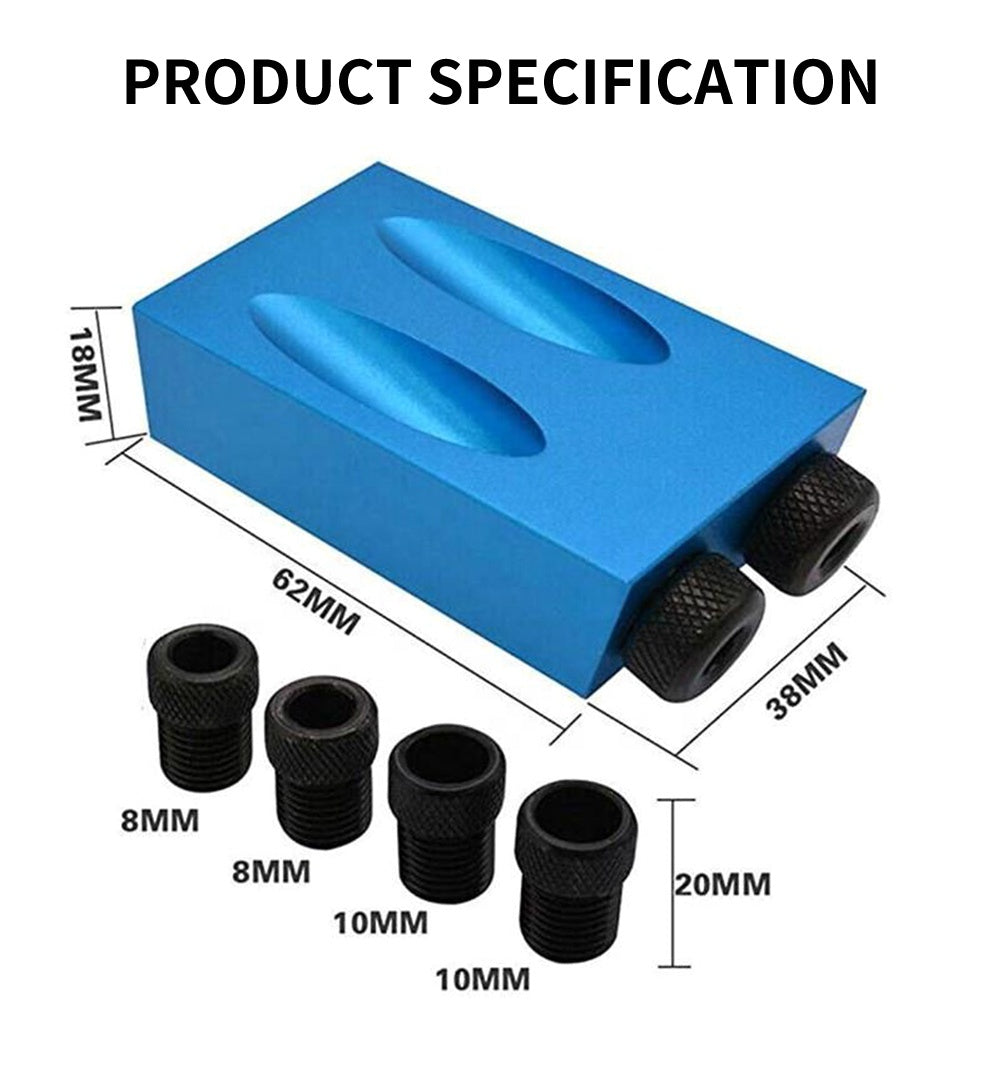 Woodworking Angle Drill Guide Tool Puncher Positioner - Increase Your Woodworking Efficiency with 15-Degree Pocket Hole Jig