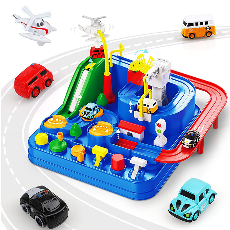 Race Track STEM Learning Toy for Kids Ages 3+ with 4 Mini Cars and 9 Fun Puzzle Levels